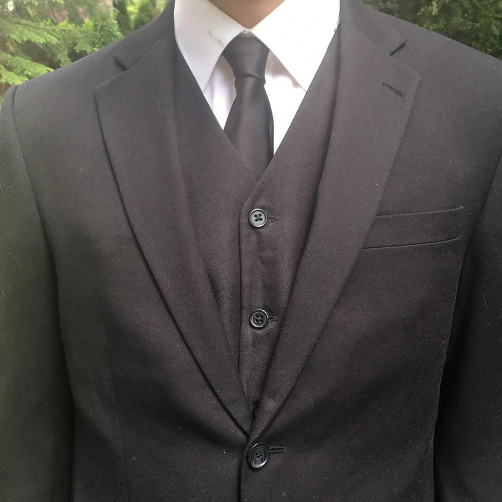 🛍️#2187 EUC J. Ferrar Modern Fit Men’s 3 Piece Black Suit - Picture 11 of 16